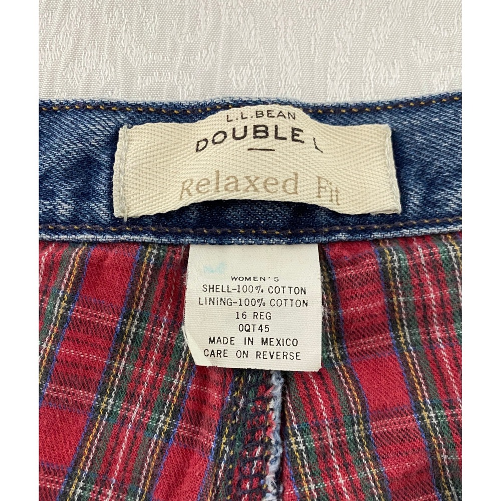 LL Bean Double L Relaxed Fit Jeans Lined Blue Denim Women's 16 Reg Winter Pants - Picture 5 of 10